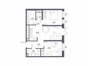 ЖК «Сампсониевский, 32», планировка 2-комнатной квартиры, 59.11 м²