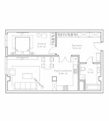 МФК «Резиденции Замоскворечье», планировка 2-комнатной квартиры, 71.20 м²