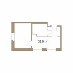 Апарт-комплекс «VIDI», планировка 2-комнатной квартиры, 36.50 м²