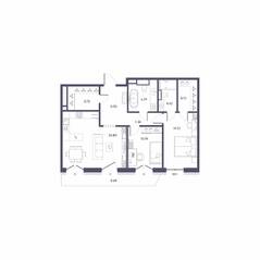 ЖК «Большой 67», планировка 2-комнатной квартиры, 83.11 м²
