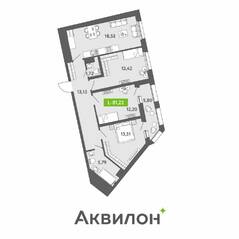 ЖК «Аквилон ZALIVE», планировка 3-комнатной квартиры, 81.22 м²
