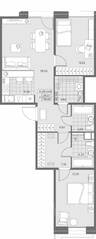 ЖК «AKZENT», планировка 2-комнатной квартиры, 79.83 м²