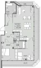 ЖК «Alter», планировка 1-комнатной квартиры, 107.10 м²
