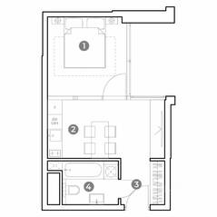 МФК «Nametkin Tower», планировка 1-комнатной квартиры, 29.90 м²