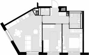 ЖК «Дом Malevich», планировка 2-комнатной квартиры, 65.10 м²