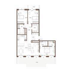 ЖК «Большой 67», планировка 3-комнатной квартиры, 117.57 м²