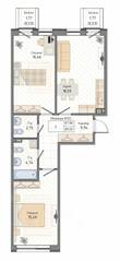 ЖК «Мануфактура James Beck», планировка 2-комнатной квартиры, 69.02 м²