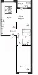 ЖК «Сибирь», планировка 2-комнатной квартиры, 64.00 м²