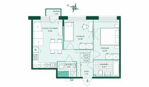 ЖК «Magnifika», планировка 2-комнатной квартиры, 53.47 м²