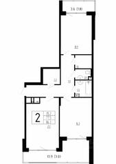 МЖК «Сказка», планировка 2-комнатной квартиры, 86.30 м²
