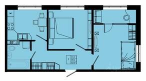 ЖК «Pixel», планировка 2-комнатной квартиры, 52.83 м²