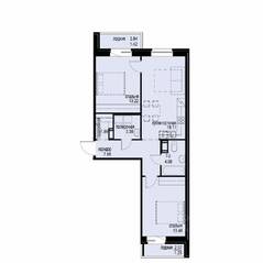 ЖК «iD Svetlanovskiy», планировка 2-комнатной квартиры, 65.64 м²