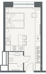 Апарт-комплекс «YE'S Primorsky», планировка 1-комнатной квартиры, 27.15 м²