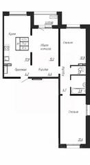 ЖК «Сибирь», планировка 3-комнатной квартиры, 81.40 м²