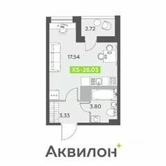 ЖК «Аквилон All in 3.0», планировка студии, 26.03 м²