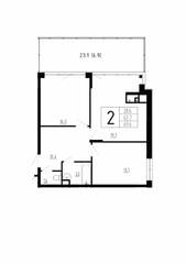 МЖК «Сказка», планировка 2-комнатной квартиры, 69.60 м²