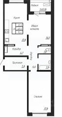 ЖК «Сибирь», планировка 2-комнатной квартиры, 70.40 м²