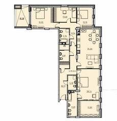 ЖК «Manhattan», планировка 4-комнатной квартиры, 190.20 м²