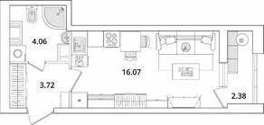 ЖК «БелАрт», планировка студии, 25.04 м²