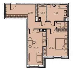 ЖК «Manhattan», планировка 1-комнатной квартиры, 82.30 м²