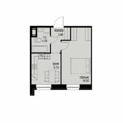 ЖК «iD Svetlanovskiy», планировка 1-комнатной квартиры, 35.17 м²