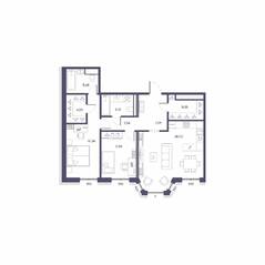 ЖК «Большой 67», планировка 2-комнатной квартиры, 88.19 м²