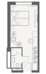 Апарт-комплекс «YE'S Primorsky», планировка студии, 21.82 м²