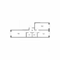 ЖК «Парусная 1», планировка 2-комнатной квартиры, 66.70 м²