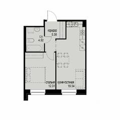 ЖК «iD Svetlanovskiy», планировка 1-комнатной квартиры, 42.15 м²