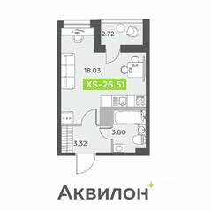 ЖК «Аквилон All in 3.0», планировка студии, 26.51 м²
