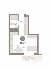 ЖК «Первый квартал», планировка студии, 28.62 м²
