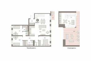 ЖК «Первый квартал», планировка 3-комнатной квартиры, 146.97 м²