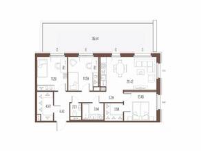 ЖК «Сампсониевский, 32», планировка 3-комнатной квартиры, 78.91 м²