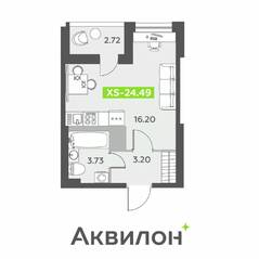 ЖК «Аквилон All in 3.0», планировка студии, 24.49 м²