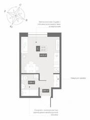 Апарт-отель «Zoom Черная речка», планировка студии, 22.07 м²