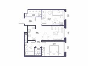 ЖК «Сампсониевский, 32», планировка 2-комнатной квартиры, 58.67 м²