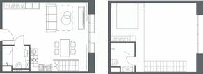 Апарт-комплекс «YE'S Primorsky», планировка 2-комнатной квартиры, 56.19 м²
