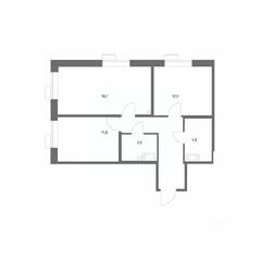ЖК «Парусная 1», планировка 2-комнатной квартиры, 60.60 м²