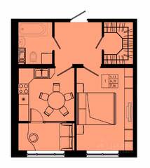 ЖК «Pixel», планировка 1-комнатной квартиры, 37.06 м²