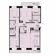 ЖК «iD Svetlanovskiy», планировка 3-комнатной квартиры, 113.69 м²