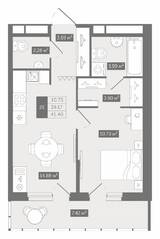 ЖК UP-квартал «Воронцовский», планировка 1-комнатной квартиры, 41.40 м²