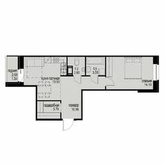 ЖК «iD Svetlanovskiy», планировка 1-комнатной квартиры, 50.11 м²