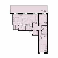 ЖК «iD Svetlanovskiy», планировка 3-комнатной квартиры, 101.24 м²
