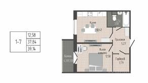 ЖК «Sertolovo Park», планировка 1-комнатной квартиры, 39.14 м²
