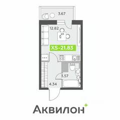 ЖК «Аквилон All in 3.0», планировка студии, 21.83 м²