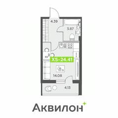 ЖК «Аквилон All in 3.0», планировка студии, 24.41 м²