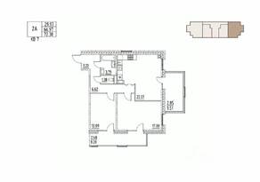 ЖК «Loft у озера», планировка 2-комнатной квартиры, 72.30 м²