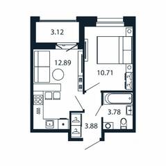 ЖК «Полис Новоселье», планировка 1-комнатной квартиры, 32.82 м²