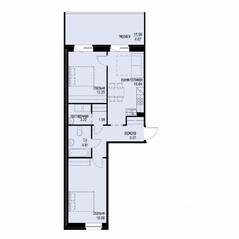ЖК «iD Svetlanovskiy», планировка 2-комнатной квартиры, 69.26 м²