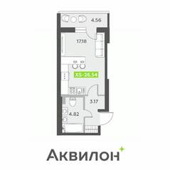 ЖК «Аквилон All in 3.0», планировка студии, 26.54 м²